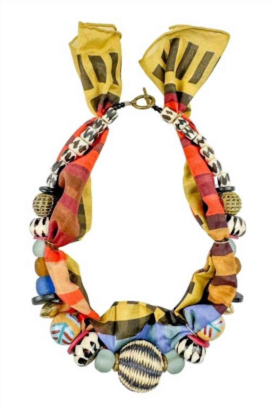 NEW TWINE & TWIG women's beaded bandana necklace in multi